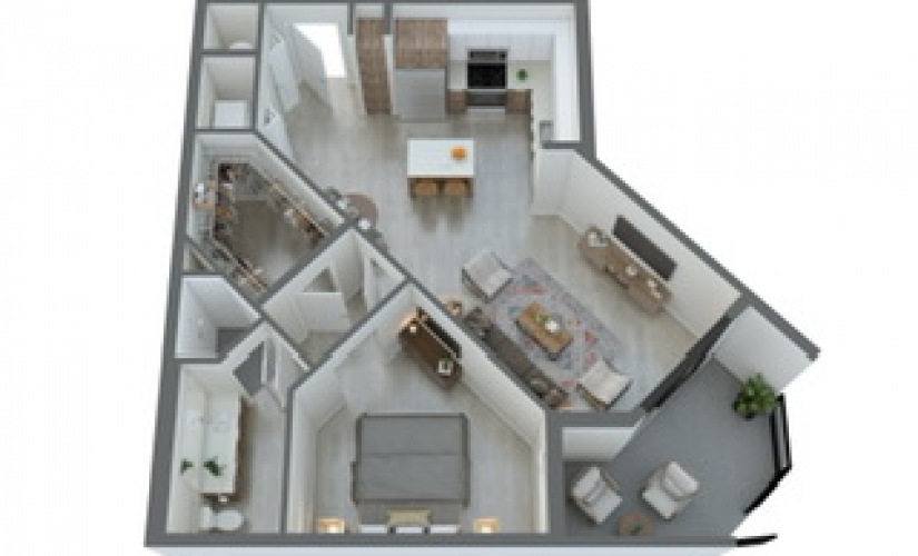 A3 The Avant Garde - 1 bedroom floorplan layout with 1 bathroom and 827 square feet