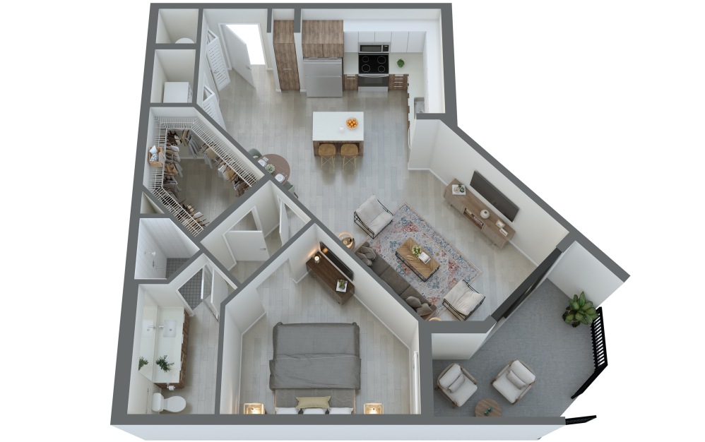 A3 The Avant Garde - 1 bedroom floorplan layout with 1 bathroom and 827 square feet